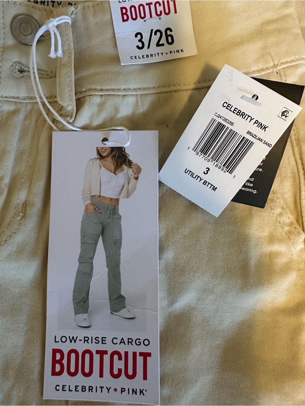 Celebrity Pink Sand Bootcut Low-Rise Cargo Jeans